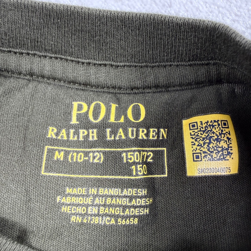 Polo Ralph Lauren Boys Olive Green Long Sleeve T-Shirt Size M 10-12 Pony Logo - Picture 3 of 7